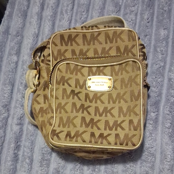 Michael Kors Tan and Brown Logo Messenger Bag